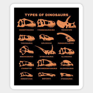 Types of Dinosaurs Table for Kids Sticker